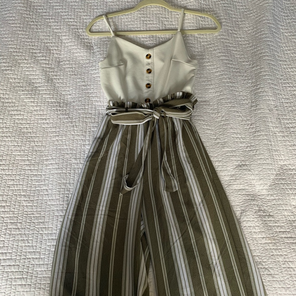 Green striped jumpsuit